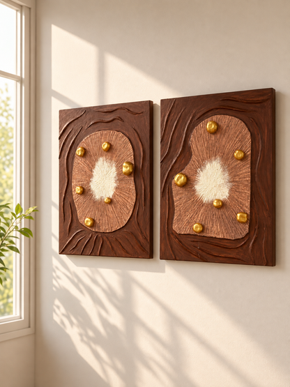 Earth & Gold Textured Art Pair